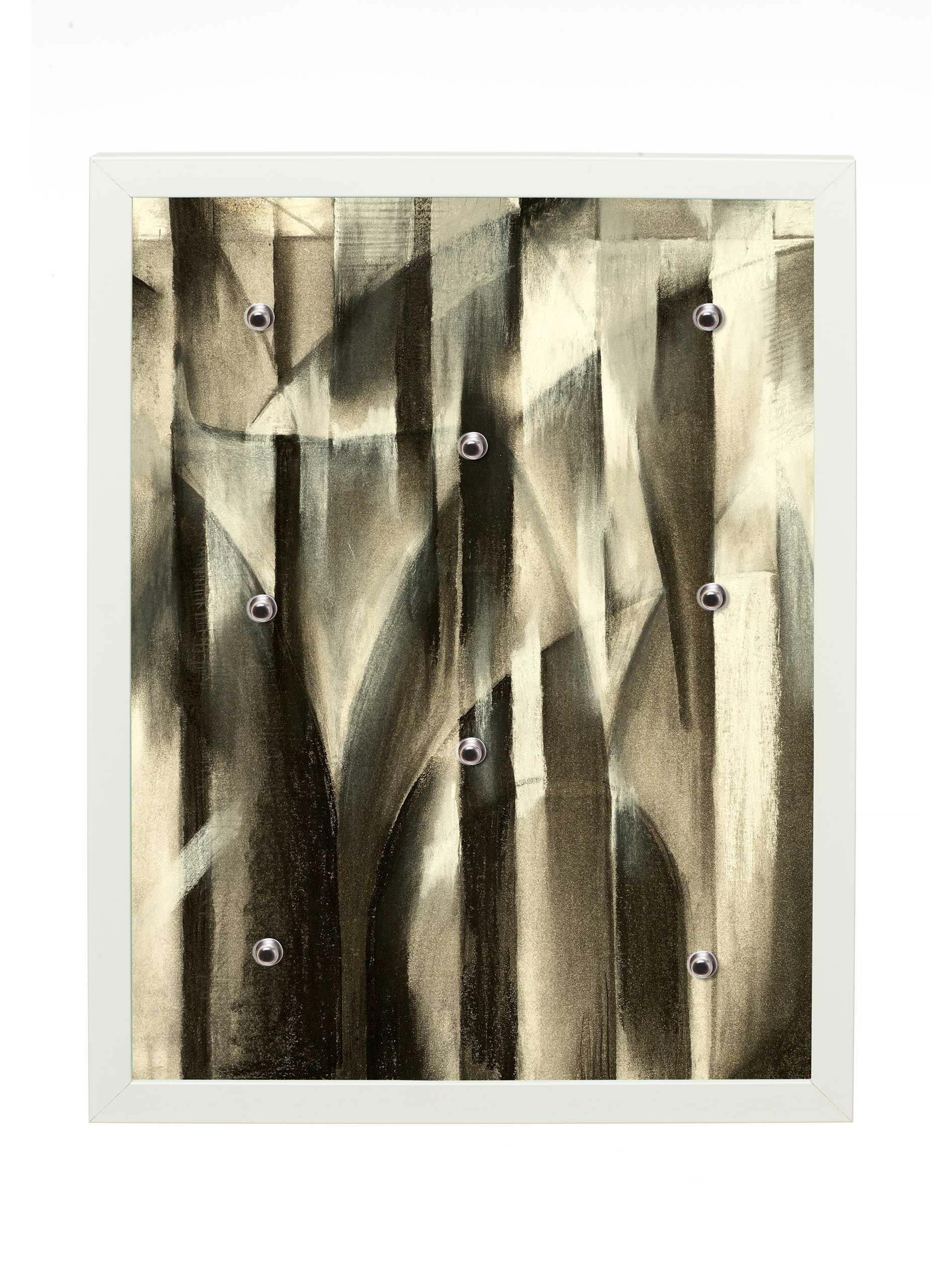 Universalboard "Fine Art White S30" Motiv 02 Kunst / Magnettafel, Schlüsselboard, Wandbild  30x40cm Rahmen weiß